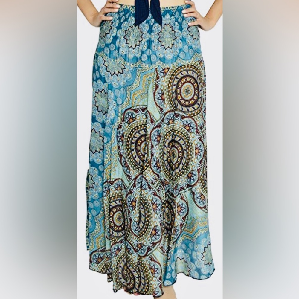 NWOT Happy Trunks Boho Maxi Skirt - Blue - Large